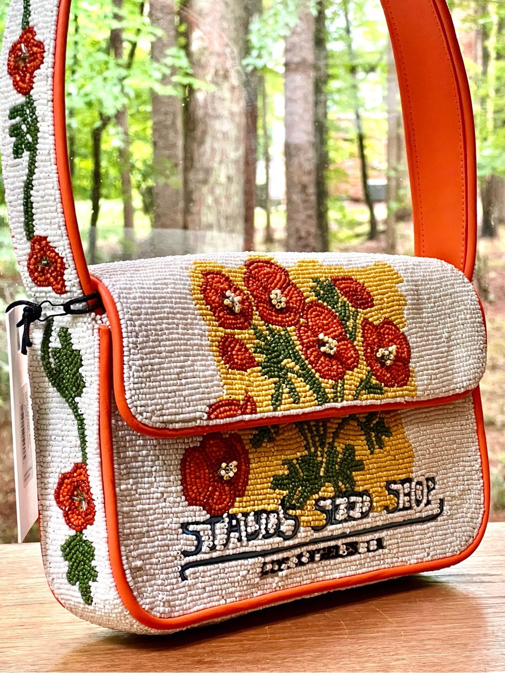NWT Staud Beaded Tommy Shoulder Bag California Poppy 🌟Rare🌟 - Picture 3 of 16
